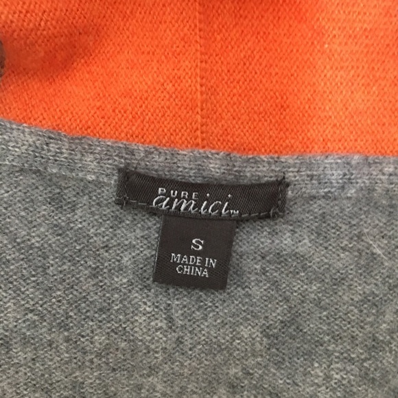Pure‎ Amici Cashmere Sweater Open Cardigan Striped Orange Gray Luxury Old Money - Picture 4 of 8